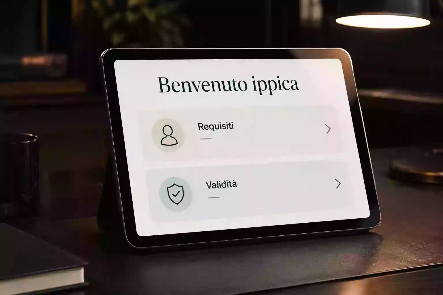 Tablet con interfaccia di bonus benvenuto ippica su un sito di scommesse