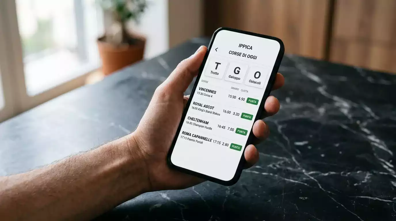 Applicazione mobile di Lottomatica con palinsesto ippico aperto sui grandi eventi internazionali di trotto e galoppo