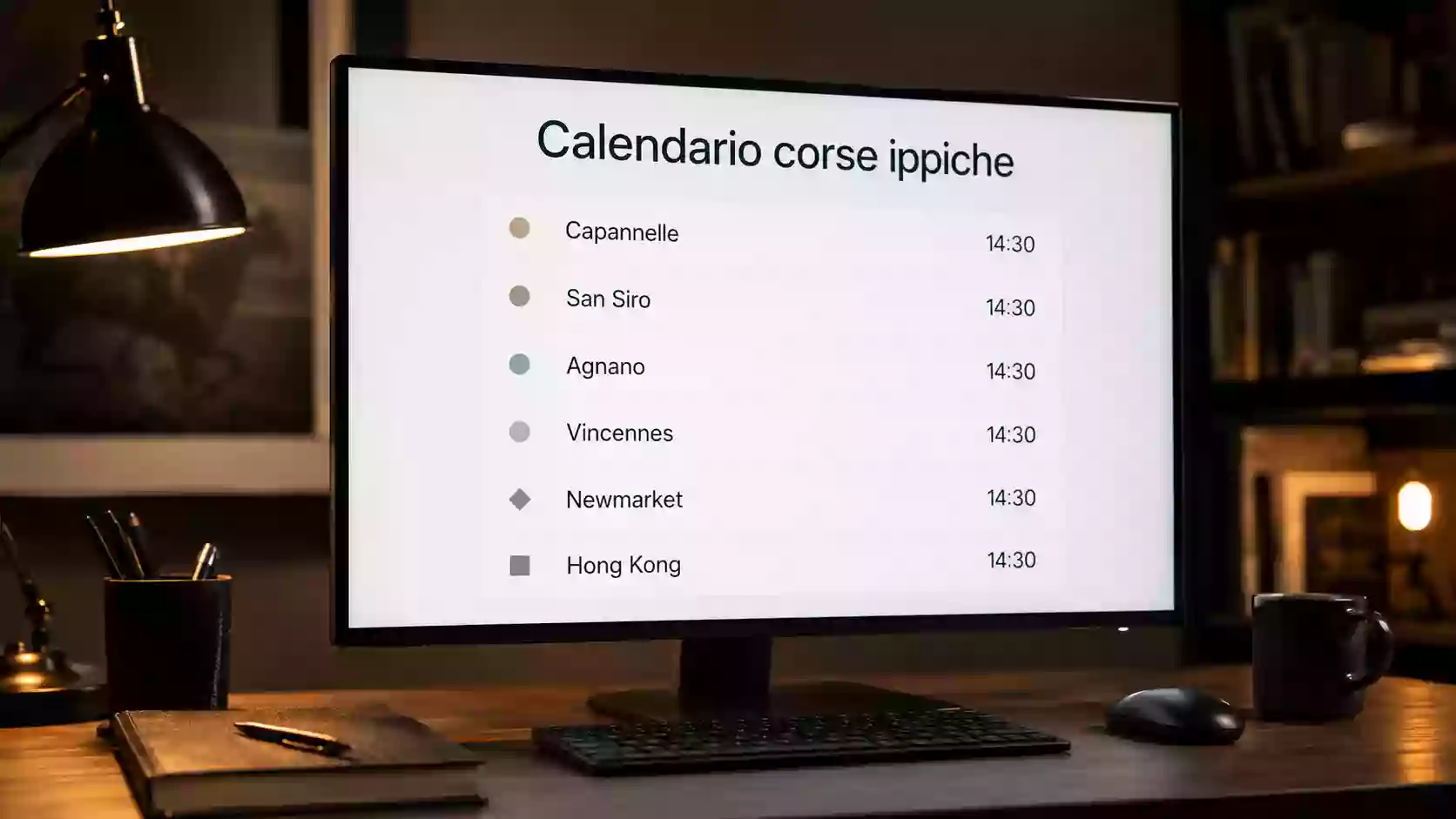 Lista dei principali ippodromi italiani e francesi coperti dal palinsesto Snai in una giornata di marzo