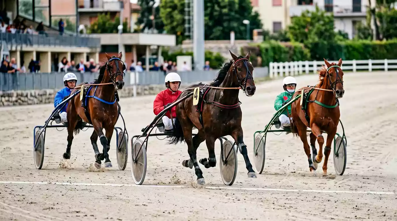 Primi tre cavalli al traguardo di una corsa al trotto che premiano la scommessa Piazzato sull'arrivo